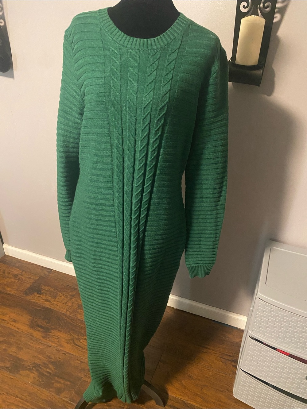 Rebdolls Emerald Green Cable-Knit Maxi Dress
